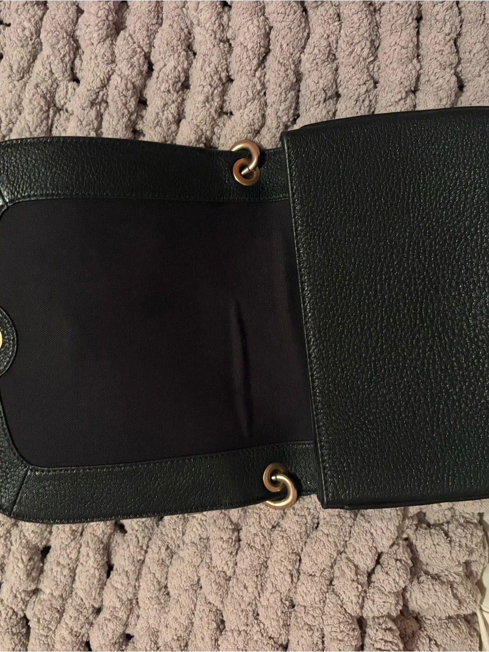 See By Chloe Black mini Hana Leather Saddle Crossbody with Gold Ring Detail